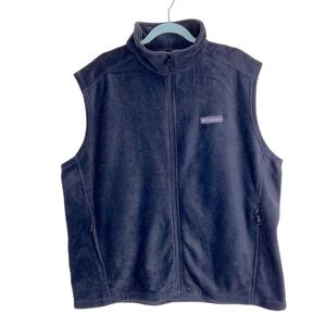 Columbia Charcoal Gray Fleece Vest Mock Neck Full Zip-up Pockets NWOT Size XL